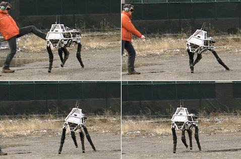 Жестокий тест: машина получает ногой под зад, но не ударяет в грязь лицом (иллюстрация Boston Dynamics).