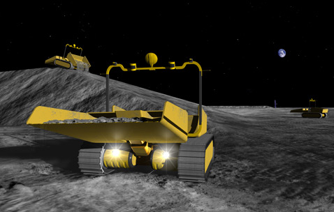 Лунным экскаваторам найдётся работа и до прибытия "основных сил", и после постройки базы тоже (иллюстрация Astrobotic Technology/Mark Maxwell).