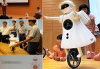 Японская девочка-робот ездит на одном колесе