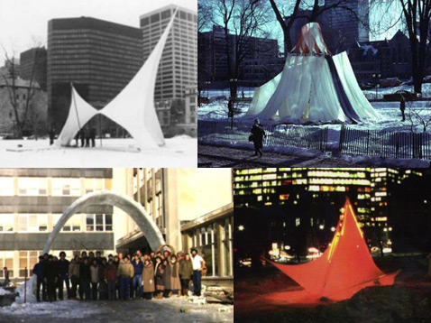 Ледяные конструкции на основе нейлона, построенные специалистами из университета Макгилла в 1970-х и 1980-х годах (фото Pieter Sijpkes et al.).
