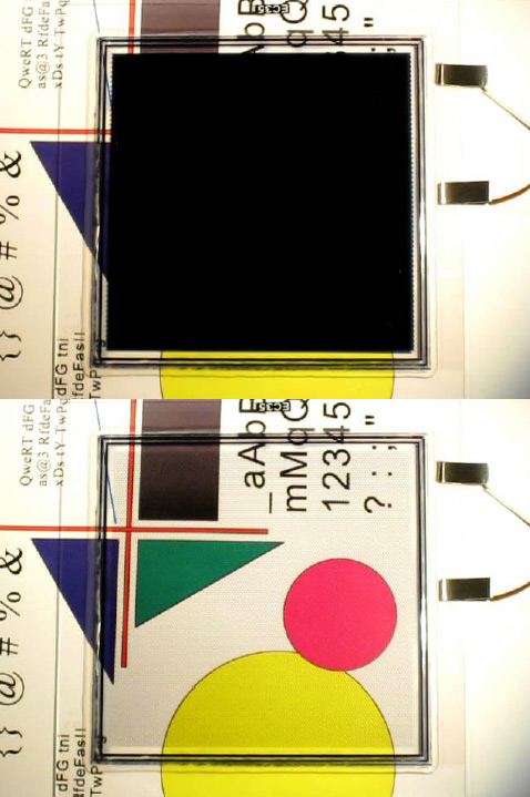 В этом чёрно-белом образце e-skin светопропускание переключается между уровнями в 1% и 70%, давая контрастность семьдесят к одному (фотографии Philips).