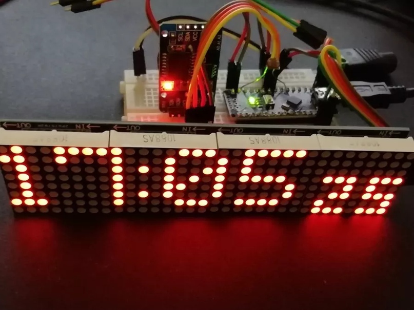 Часы на Arduino Nano и светодиодных матрицах 4x64 LED Matrix