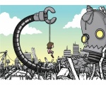 девочка на качелях - Девочка и робот