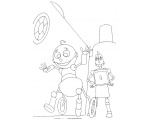 раскраска - Девочка и робот