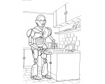 моет посуду - Раскраска-роботы